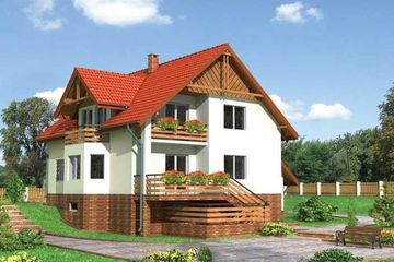  Projekt domu Granit - murowana – ceramika (KRD1074) - projekt domu parterowego z poddaszem - Zdjęcie 1