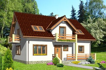  Projekt domu HG-P1 (KRM1027) - projekt domu parterowego z poddaszem - Zdjęcie 1