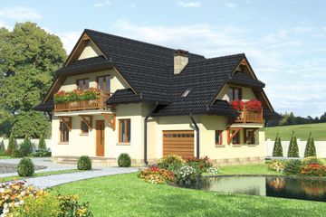  Projekt domu Watra - murowana – ceramika (KRD1246) - projekt domu parterowego z poddaszem - Zdjęcie 1