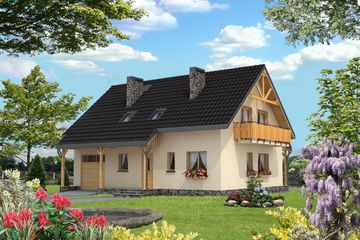  Projekt domu Ważka - murowana – ceramika (KRD1247) - projekt domu parterowego z poddaszem - Zdjęcie 1