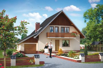  Projekt domu Wrzos - murowana – ceramika (KRD1250) - projekt domu parterowego z poddaszem - Zdjęcie 1