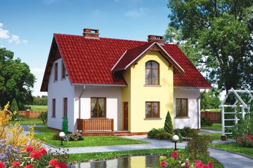  Projekt domu Cymelia - murowana – ceramika (KRD1399) - projekt domu parterowego z poddaszem - Zdjęcie 1