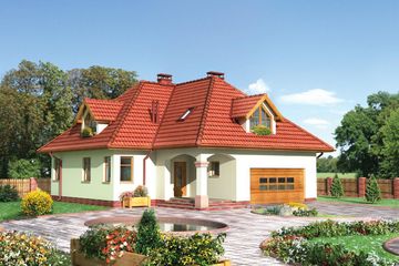  Projekt domu Cyrkon - murowana – ceramika (KRD1400) - projekt domu parterowego z poddaszem - Zdjęcie 1