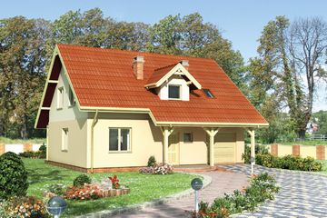  Projekt domu Drabant - murowana – ceramika (KRD1402) - projekt domu parterowego z poddaszem - Zdjęcie 1