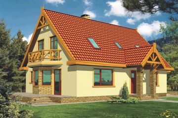 Projekt domu Konwalia wersja B z pojedynczym garażem (WRD1097) - projekt domu parterowego z poddaszem - Zdjęcie 1