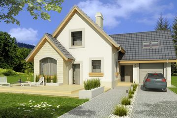  Projekt domu Paprotka A garaż (WRD1104) - projekt domu parterowego z poddaszem - Zdjęcie 1