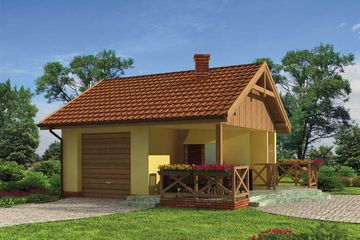  Projekt garażu G173 projekt z wędzarnią (SLN1280) - projekt garażu parterowego - Zdjęcie 1