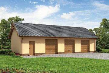  Projekt garażu G217 garaż trzystanowiskowy z pomieszczeniami gospodarczymi (SLN1281) - projekt garażu parterowego - Zdjęcie 1