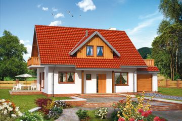  Projekt domu Karino - murowana – keramzyt (KRD2227) - projekt domu parterowego z poddaszem - Zdjęcie 1