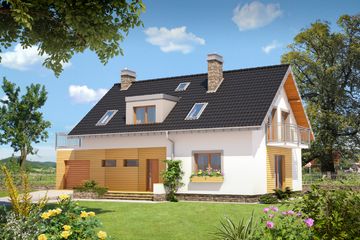  Projekt domu Kobalt - murowana – beton komórkowy (KRD2228) - projekt domu parterowego z poddaszem - Zdjęcie 1