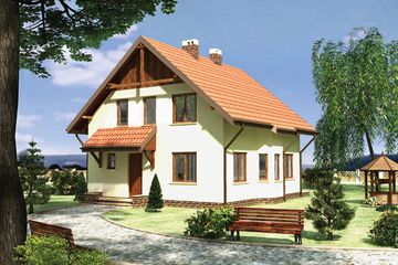  Projekt domu Trzmiel - murowana – beton komórkowy (KRD1236) - projekt domu parterowego z poddaszem - Zdjęcie 1