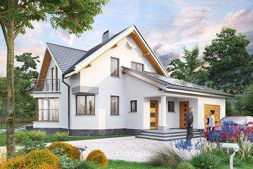  Projekt domu Tukan - szkielet drewniany lekki (KRD1238) - projekt domu parterowego z poddaszem - Zdjęcie 1