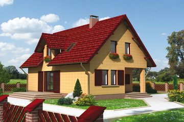  Projekt domu Wacek - murowana – klinkier (KRD1244) - projekt domu parterowego z poddaszem - Zdjęcie 1