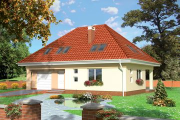  Projekt domu Bryza - murowana – ceramika (KRD1387) - projekt domu parterowego z poddaszem - Zdjęcie 1
