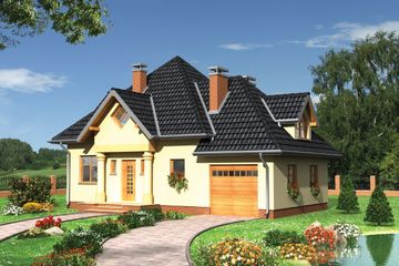  Projekt domu Burzan - murowana – ceramika (KRD1389) - projekt domu parterowego z poddaszem - Zdjęcie 1