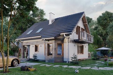  Projekt domu Calineczka (98) (KRD1390) - projekt domu parterowego z poddaszem - Zdjęcie 1