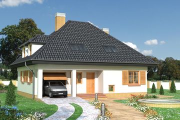  Projekt domu Cecylia - murowana – ceramika (KRD1392) - projekt domu parterowego z poddaszem - Zdjęcie 1