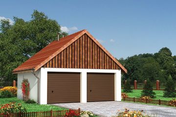  Projekt garażu 01 - murowana – beton komórkowy (KRD1413) - projekt garażu parterowego - Zdjęcie 1