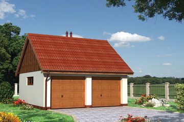 Projekt garażu 02 (206) - parterowy dom o powierzchni 33,20 m², dach dwuspadowy - ujęcie frontu