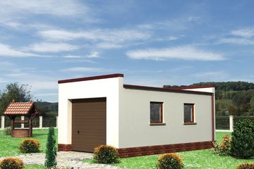 Projekt garażu 08 (212) - parterowy dom o powierzchni 21,40 m², dach płaski - ujęcie frontu