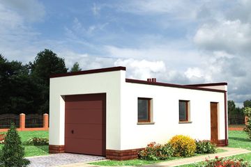 Projekt garażu 10 (214) - parterowy dom o powierzchni 19,50 m², dach płaski - ujęcie frontu