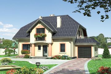  Projekt domu Zdrój - murowana – ceramika (KRD1259) - projekt domu parterowego z poddaszem - Zdjęcie 1