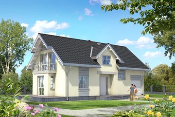  Projekt domu Zebra - murowana – ceramika (KRD1260) - projekt domu parterowego z poddaszem - Zdjęcie 1