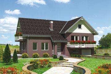  Projekt domu Zgoda - murowana – klinkier (KRD1262) - projekt domu parterowego z poddaszem - Zdjęcie 1