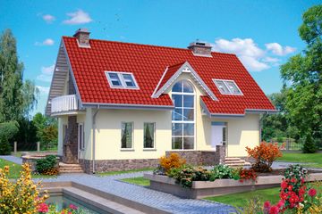  Projekt domu Dziewanna - murowana – beton komórkowy (KRD1405) - projekt domu parterowego z poddaszem - Zdjęcie 1