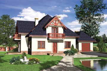  Projekt domu Eskulap - murowana – ceramika (KRD1406) - projekt domu parterowego z poddaszem - Zdjęcie 1