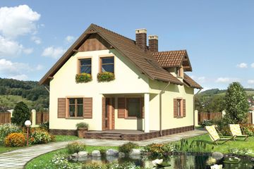  Projekt domu Floks - murowana – ceramika (KRD1409) - projekt domu parterowego z poddaszem - Zdjęcie 1