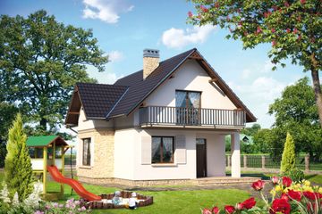  Projekt domu Fuksja - murowana – ceramika (KRD1411) - projekt domu parterowego z poddaszem - Zdjęcie 1