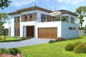 Projekt domu Brisbane DCP262 - z pełnym piętrem dom o powierzchni 248,45 m², dach kopertowy, koszt budowy 704 000 zł - ujęcie frontu