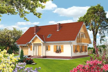  Projekt domu Jawor - murowana – ceramika (KRD1090) - projekt domu parterowego z poddaszem - Zdjęcie 1