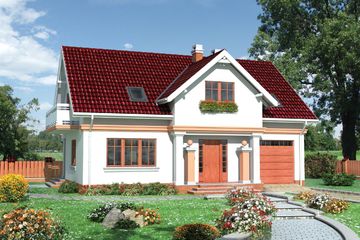  Projekt domu Jazon - murowana – ceramika (KRD1092) - projekt domu parterowego z poddaszem - Zdjęcie 1