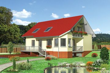  Projekt domu Melafir - murowana – beton komórkowy (KRD1650) - projekt domu parterowego z poddaszem - Zdjęcie 1