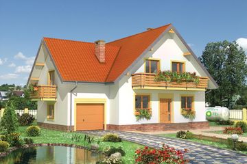  Projekt domu Kryspin - murowana – beton komórkowy (KRD1653) - projekt domu parterowego z poddaszem - Zdjęcie 1