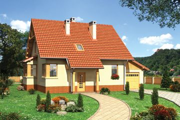  Projekt domu Żonkil - murowana – ceramika (KRD1286) - projekt domu parterowego z poddaszem - Zdjęcie 1