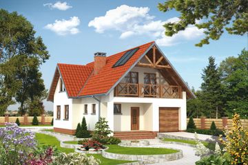 Projekt domu Beryl - murowana – beton komórkowy (KRD1292) - projekt domu parterowego z poddaszem - Zdjęcie 1