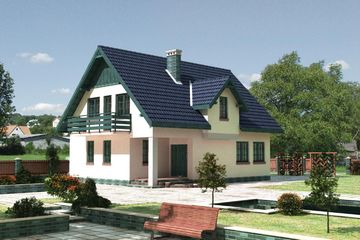 Projekt domu Grabik - murowana – ceramika (KRD1449) - projekt domu parterowego z poddaszem - Zdjęcie 1