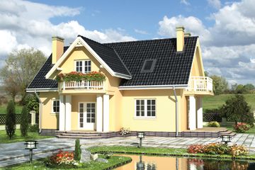  Projekt domu Kornelia - murowana – ceramika (KRD1783) - projekt domu parterowego z poddaszem - Zdjęcie 1