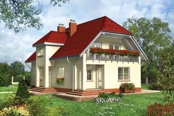  Projekt domu Jantar - murowana – beton komórkowy (KRD1087) - projekt domu parterowego z poddaszem - Zdjęcie 1