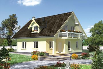  Projekt domu Olga - murowana – beton komórkowy (KRD1638) - projekt domu parterowego z poddaszem - Zdjęcie 1