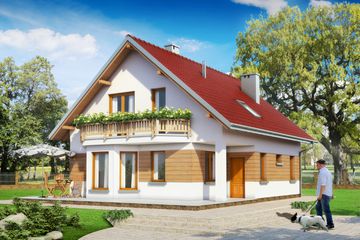  Projekt domu Nina - murowana – beton komórkowy (KRD1639) - projekt domu parterowego z poddaszem - Zdjęcie 1