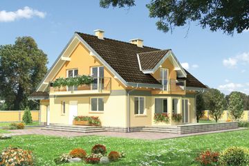  Projekt domu Mikołaj - murowana – beton komórkowy (KRD1644) - projekt domu parterowego z poddaszem - Zdjęcie 1