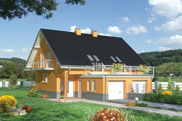  Projekt domu Juta Duo - murowana – beton komórkowy (KRD1646) - projekt domu parterowego z poddaszem - Zdjęcie 1