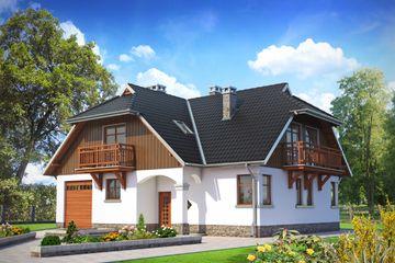  Projekt domu Jonasz - murowana – ceramika (KRD1278) - projekt domu parterowego z poddaszem - Zdjęcie 1
