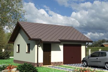 Projekt garażu 17 (221) - parterowy dom o powierzchni 24,40 m², dach dwuspadowy - ujęcie frontu