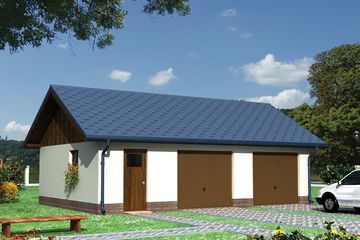  Projekt garażu 20 - murowana – beton komórkowy (KRD1433) - projekt garażu parterowego - Zdjęcie 1