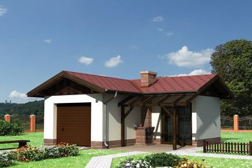 Projekt garażu 21 (225) - parterowy dom o powierzchni 21,40 m², dach czterospadowy - ujęcie frontu